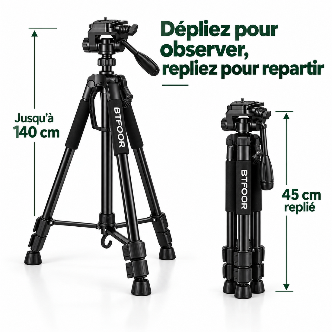 Trépied Aluminium pour Jumelles et Monoculaires – 140 cm — mise en situation