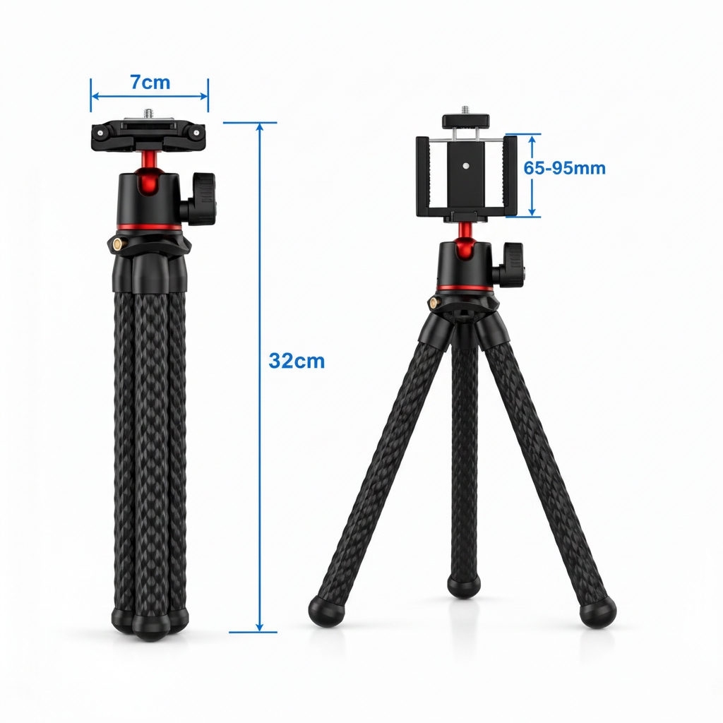 Mini Trépied Flexible pour Jumelles et Observation – 35 cm