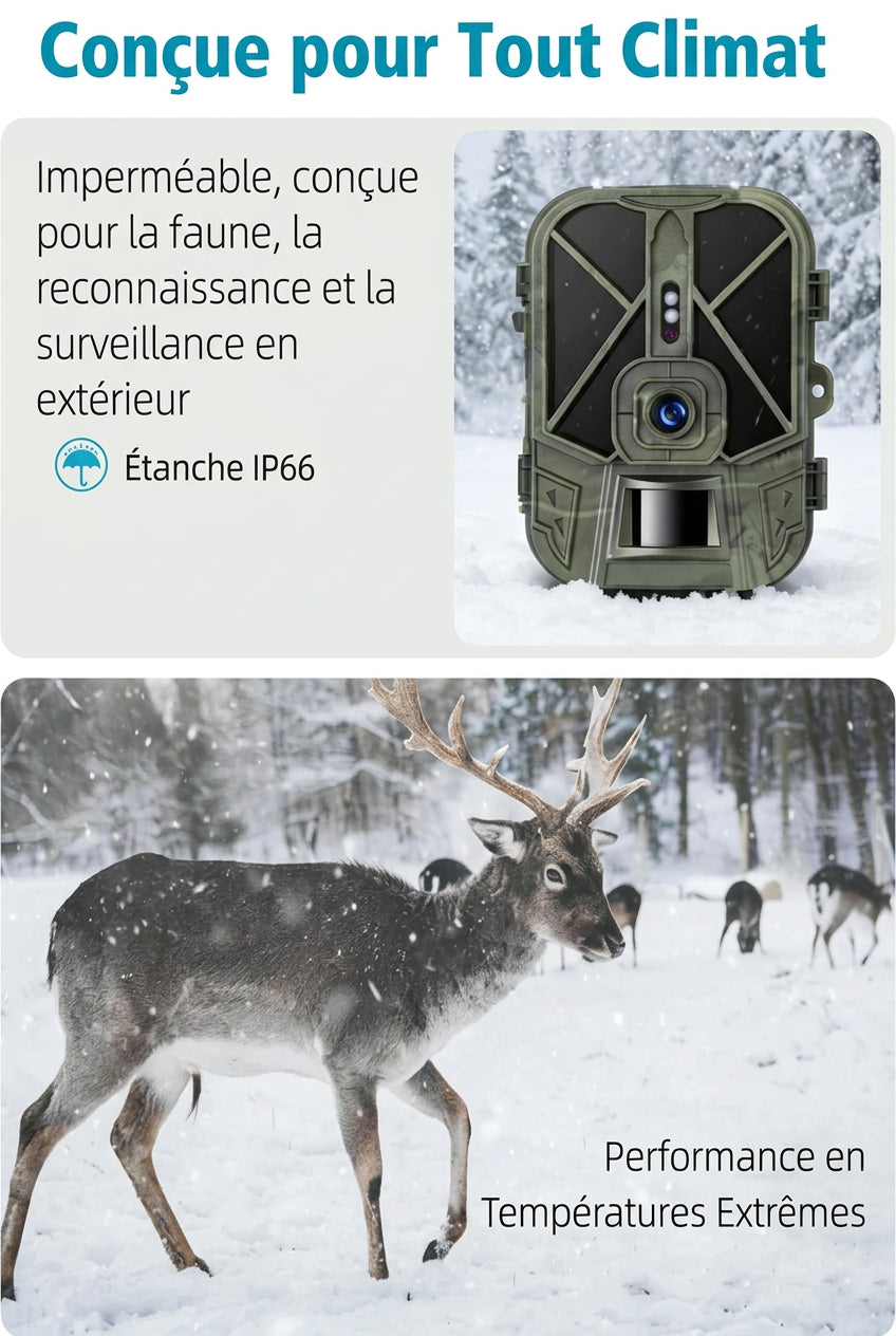 Caméra de Chasse 4K 50MP – Batterie 8 000 mAh