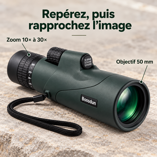 Monoculaire 10-30x50 Zoom – BAK4, FMC et IPX5 — caractéristiques et bénéfices
